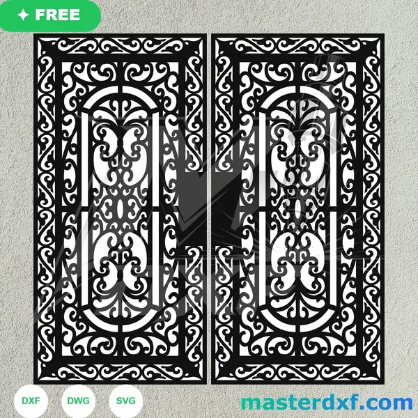 Free Wrought Iron Arch Scroll DXF Panel for Laser Doors DXF File
